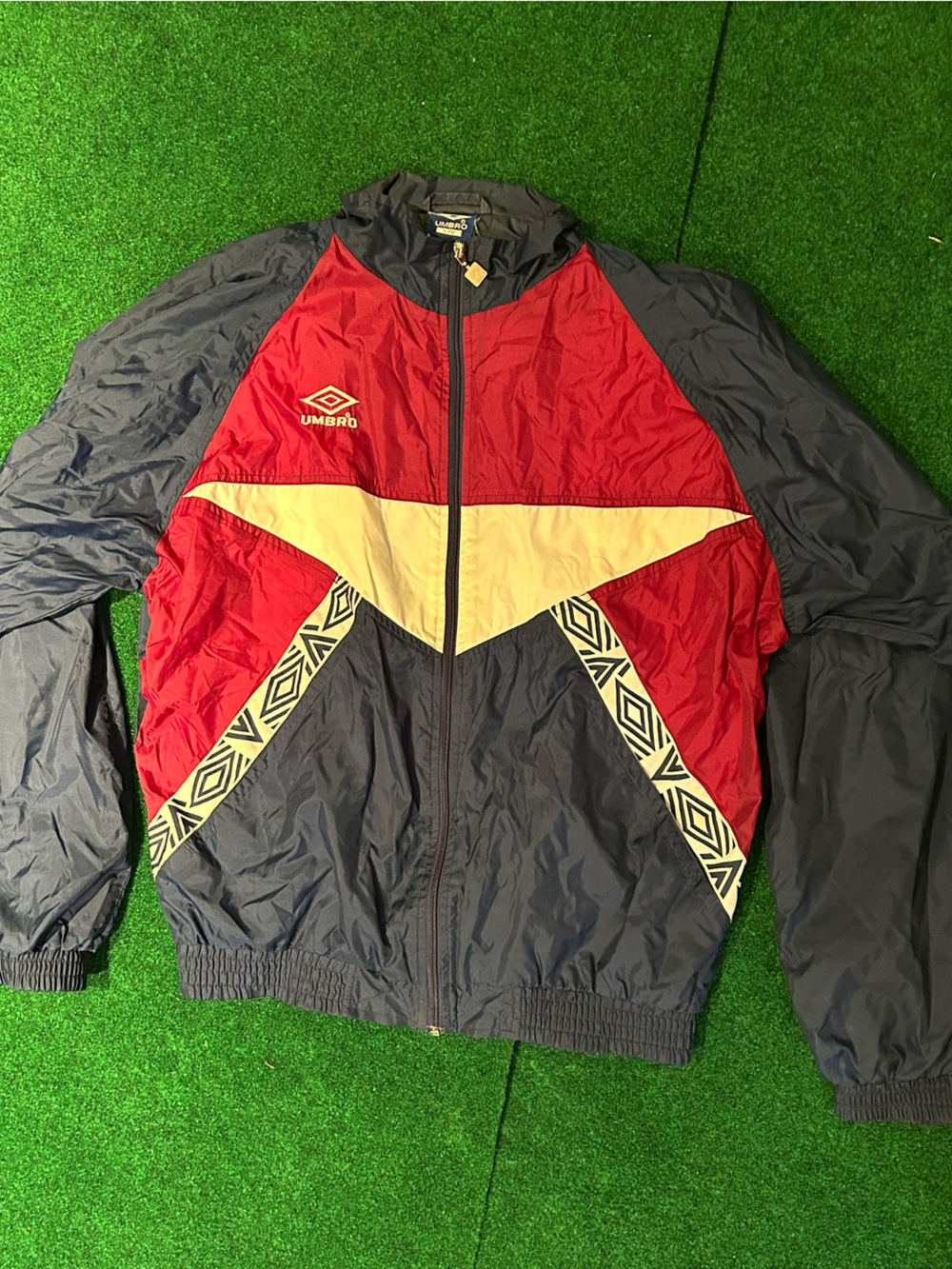 90s Umbro Red Navy and White Retro Track Jacket